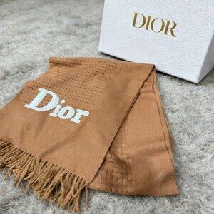 Dior Camel Micro Check Signature Fringe Scarf